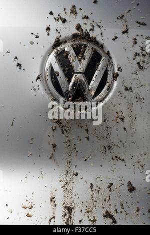 MADRID, SPAIN - SEPTEMBER 29, 2015: Logo bedraggled a Volkswagen Tiguan TDI Stock Photo