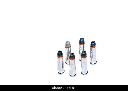 6x 357 Magnum Pistol Bullets Ammunition Stock Photo