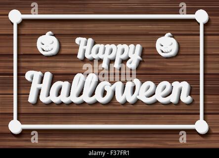 Happy Halloween Typographic Background on wooden texture. Vector illustration. Stock Vector