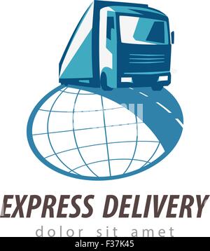 on the road truck logo design vector. heavy transportation logotype ...