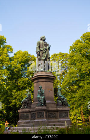 A statue of Carl von Linné Linne Carolus Linnaeus in the cathedral park