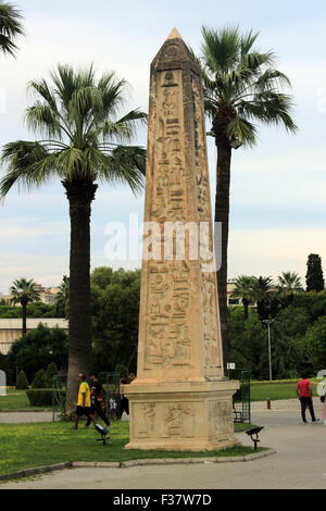 Izmir, Turkey - September 26, 2015: Egyptian obelisk in Izmir Fair, Izmir Egyptian obelisk, Turkey. Stock Photo