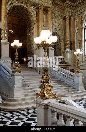 Historical staircase 1. Stiege, Burgtheaterbox seats and court box, Burgtheater, Vienna, Austria, world heritage Stock Photo