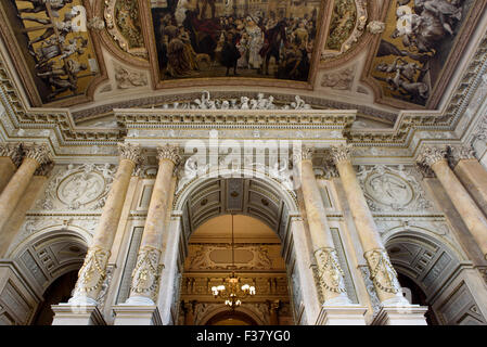 Historical staircase 1. Stiege, Burgtheaterbox seats and court box, Burgtheater, Vienna, Austria, world heritage Stock Photo