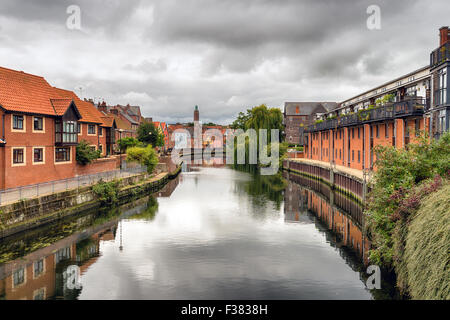 Norwich in Norfolk under a moody sky Stock Photo