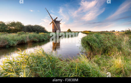 The beautiful ruins of the Brograve Windmill near Horsey on the Norfolk Broads Stock Photo