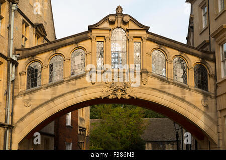 The Hertford Bridge, popularly known as the Bridge of Sighs, New College Lane, Oxford, Oxfordshire, UK. Stock Photo