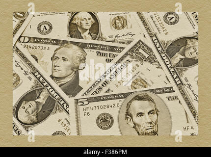 Detail photo of various U.S. American dollar bills Stock Photo