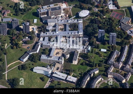 AERIAL VIEWS OF THE UNIVERSITY OF ESSEX, WIVENHOE SHOWING THE CAMPUS AND LIVING ACCOMMODATION TOWERS Stock Photo