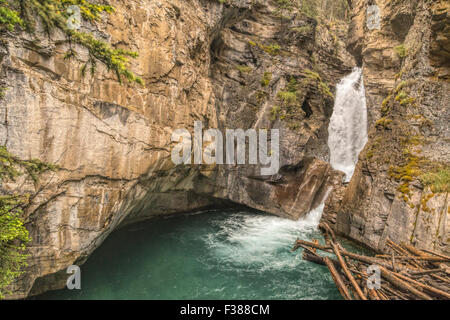 View on Lower Falls, Johnston Canyon, Banff National Park, Alberta, Canada, North America. Stock Photo