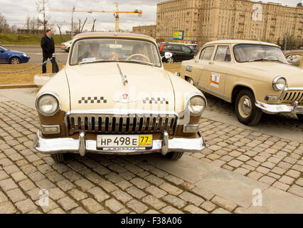 MOSCOW – APRIL 21: Russian retro car Volga GAS on rally of classical cars on Poklonnaya hill,  April 21, 2013, in town Moscow, R Stock Photo