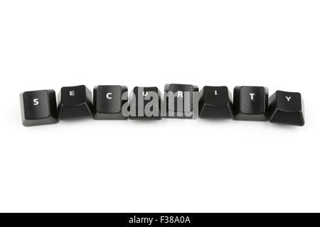 Word security formed with computer keyboard keys on white background with shadow Stock Photo