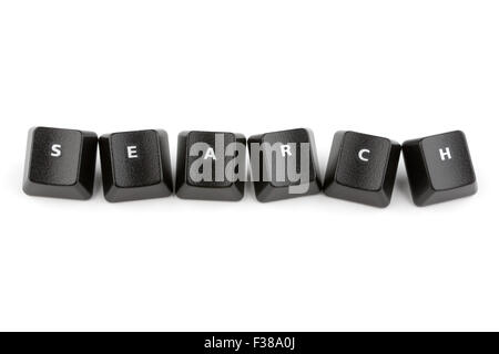Word search formed with computer keyboard keys on white background with shadow Stock Photo