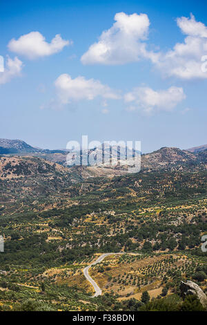 Mediterranean mountain landscape in Greece with olive tree Stock Photo