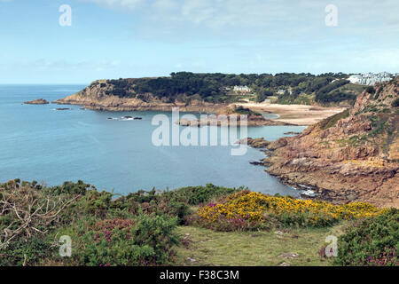 View of Portelet Bay from Noirmont Point on Jersey's south-west coast Stock Photo