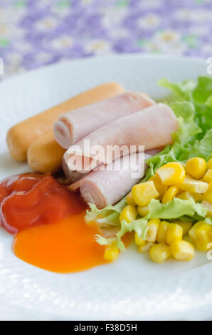 fresh food for morning , big breakfast on dish Stock Photo - Alamy