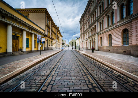 Buildings along Snellmaninkatu in Helsinki, Finland. Stock Photo