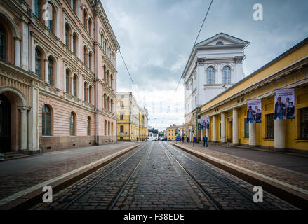 Buildings along Snellmaninkatu in Helsinki, Finland. Stock Photo