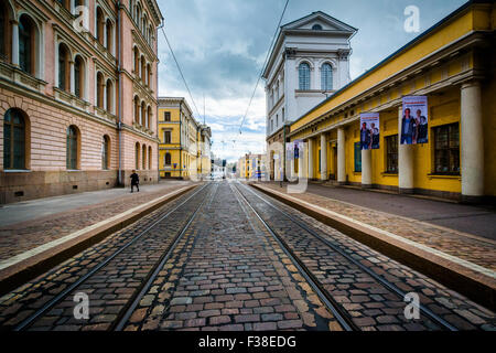 Buildings along Snellmaninkatu in Helsinki, Finland. Stock Photo