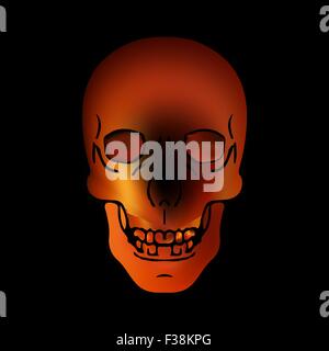 Image illustration fire skull on black background Stock Vector