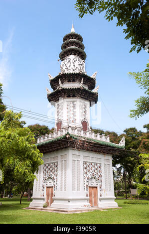 Chinese Clock tower in Lumpini Park, Bangkok, Thailand Stock Photo
