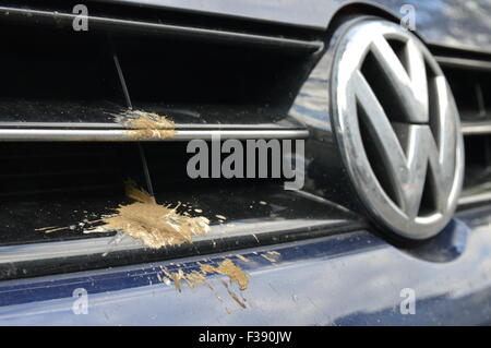 Wolfsburg, Germany - September 29, 2015 - Volkswagen VW cheating in tests for pollution and emissions of its diesel motor Stock Photo