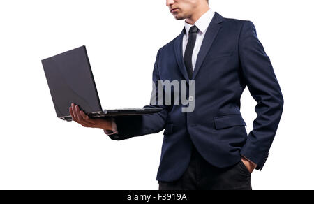 Young handsome businessman with notebook Stock Photo