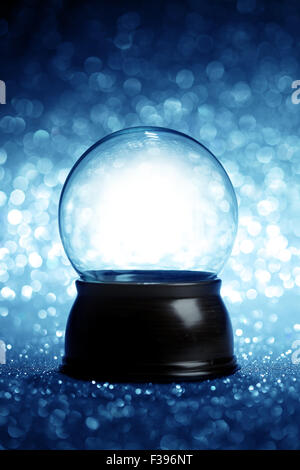 Empty snow globe Christmas background Stock Photo