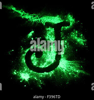 Glow in the dark grunge alphabet Stock Photo