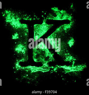 Glow in the dark grunge alphabet Stock Photo