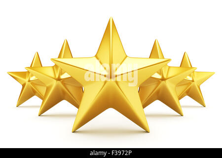 Five star rating - shiny golden stars Stock Photo