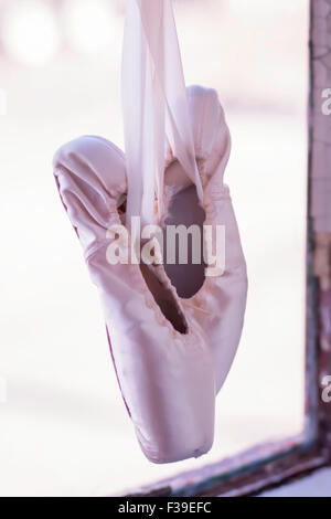 Worn in Pointe Shoes Stock Photo