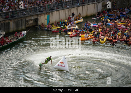 Jet-Surf exhibition in the Red Bull Cliff Diving, Bilbao, Biscay, Basque Country, Spain, Europe Stock Photo