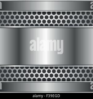 Black metal surface square perforated abstract background, vector Illustration Stock Vector