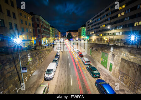 View of Torkel Knutssonsgatan at night, in Södermalm, Stockholm, Sweden. Stock Photo