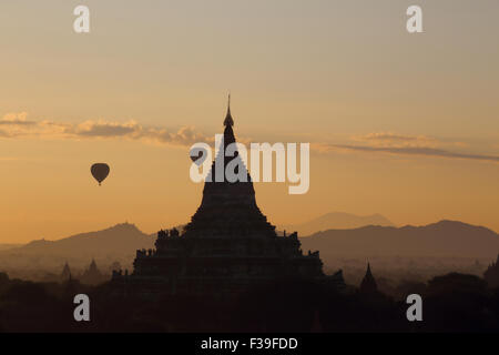 Balloons over Bagan, Myanmar Stock Photo