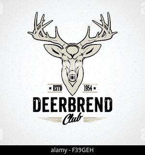 Deer head Design Element in Vintage Style. Vector illustration. Stock Vector