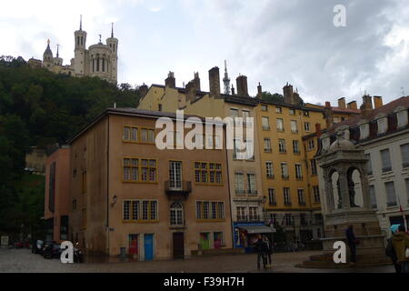 Corner of Place Saint Jean in Vieux Lyon, France Stock Photo