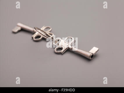 bunch of keys isolated on grey background Stock Photo