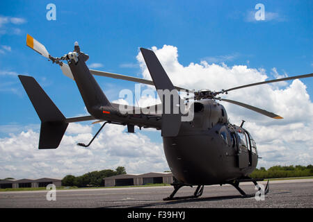 Helicopter static display on the ground Stock Photo