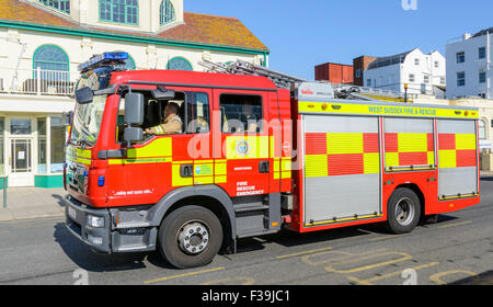 British Fire Engine belonging to West Sussex County Council, in Worthing, West Sussex, England, UK. Stock Photo
