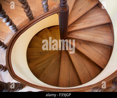 Spiral staircase, view from above, abstract architecture Stock Photo