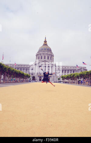 Girl jumping in the air, USA Stock Photo