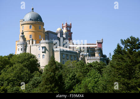 Pena palace in Sintra, Portugal; summer residence of the king Stock Photo