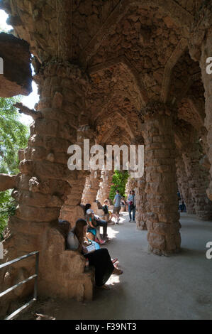 terraced-wall-parc-guell-barcelona-stock-photo-alamy