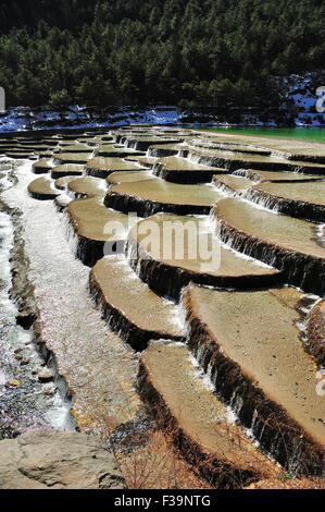 Water Step in Blue Moon Valley, Yulong Snow Mountain Stock Photo