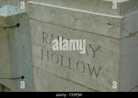 Railway Hollow Commonwealth War Graves Commission cemetery near the Battle of the Somme front line Stock Photo