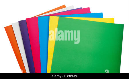 Close up colorful paper isolated on white bacground Stock Photo