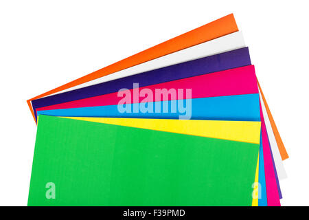 Close up colorful paper isolated on white bacground Stock Photo