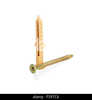 screws and dowels isolated on white background Stock Photo